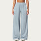 Wide Leg Lounge Pants with Elastic Waistband and Relaxed Draped Fit