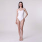 Ribbed Cami Bodysuit with V Neckline and Slim Spaghetti Straps