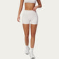 High Waist Mini Biker Shorts with Smooth Stretch Fabric and Seam Detail