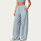 Wide Leg Lounge Pants with Elastic Waistband and Relaxed Draped Fit