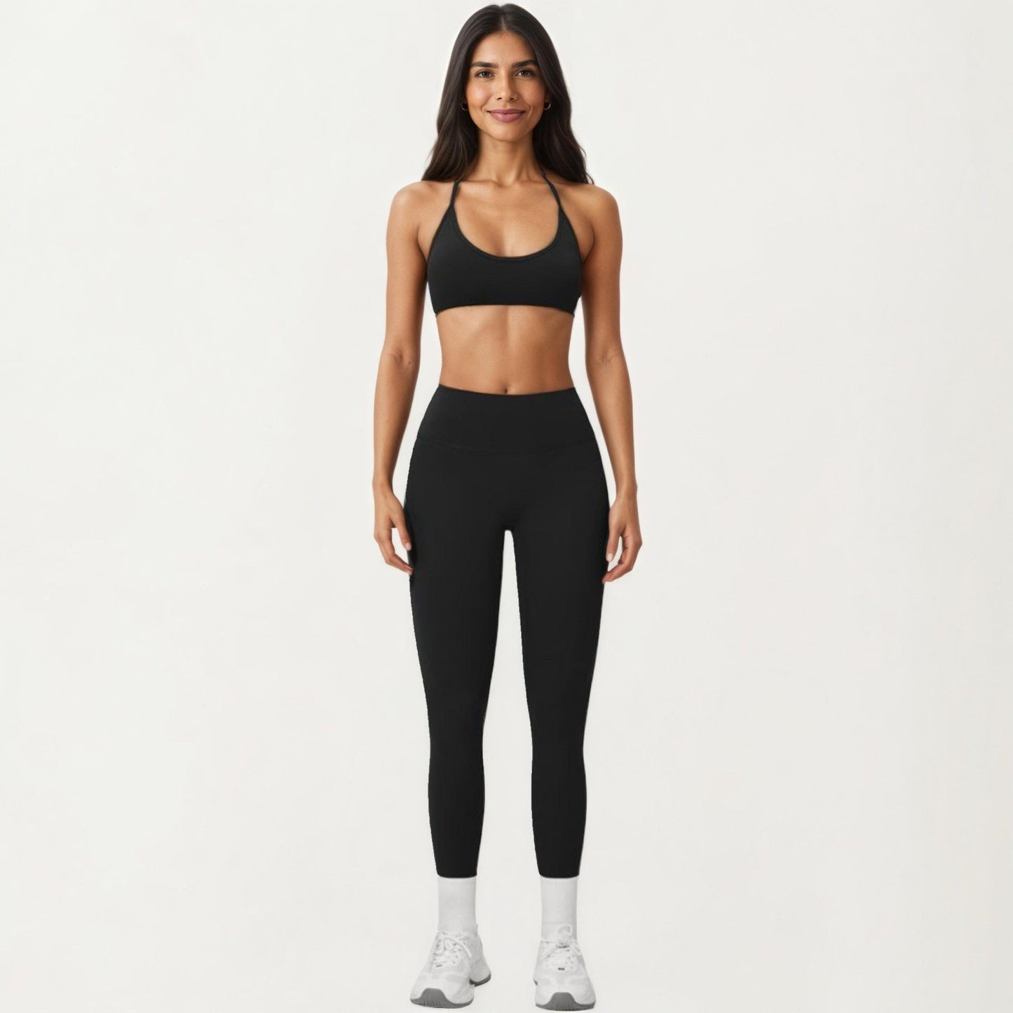 High Waist Leggings with Smooth Stretch Fabric and Curved Seam Detail