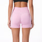 High Waist Seamless Workout Shorts Ribbed Waistband Yoga Biker Shorts