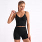 V Neck Longline Sports Bra Adjustable Strap Workout Crop Top