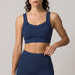 Wide Strap Sports Bra Scoop Neck High Impact Supportive Workout Yoga Gym Crop Top