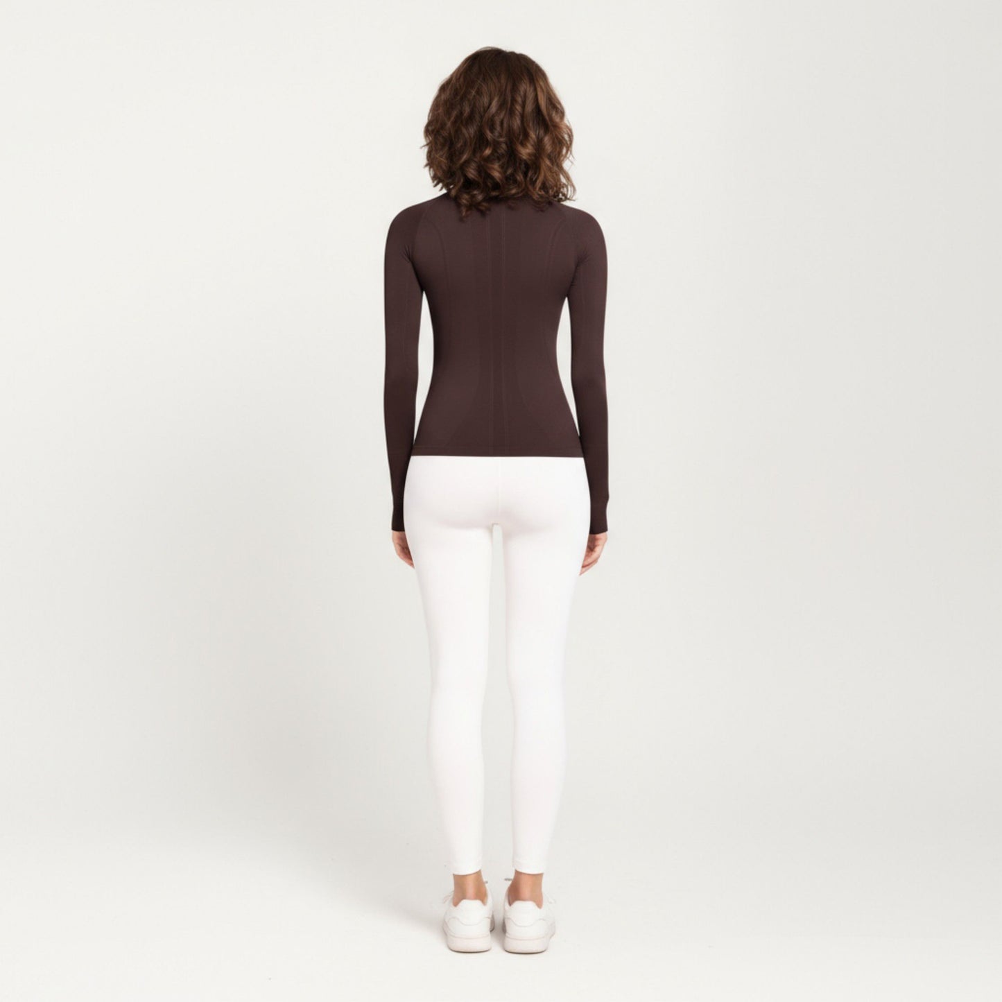 Seamless Long Sleeve Fitted Top with Thumbhole Cuffs and Crew Neck