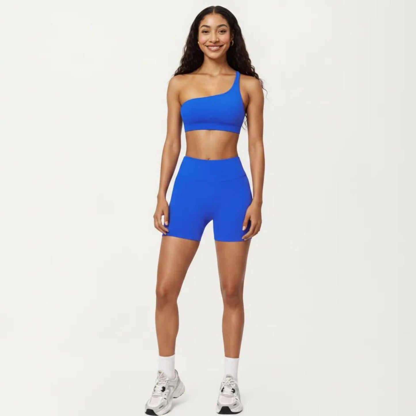 One Shoulder Sports Bra with Asymmetric Strap and Smooth Stretch Fit