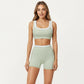 Contrast Trim Sports Bra with Square Neck and Smooth Stretch Fit