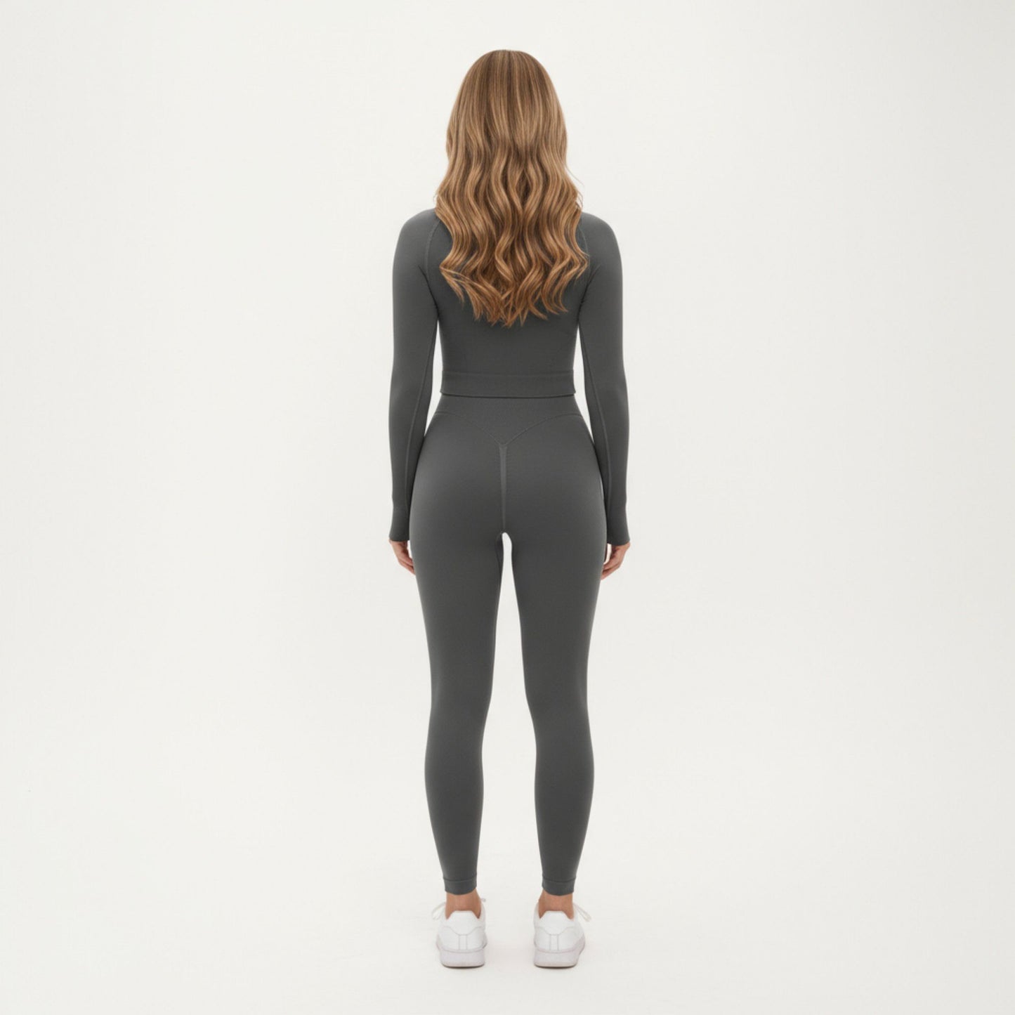 Seamless Long Sleeve Cropped Top with Thumbhole Cuffs and Fitted Waistband
