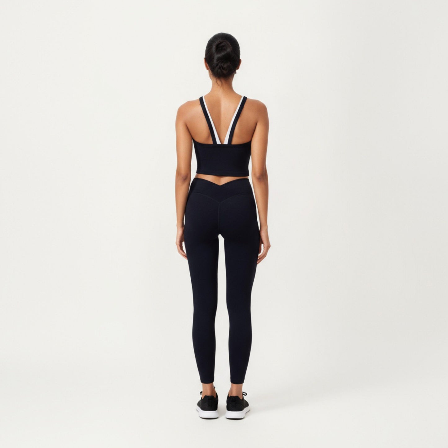 V-Neck Cropped Active Tank Top with Double Shoulder Straps