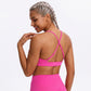 V Neck Cross Back Sports Bra Adjustable Strap Workout Top