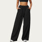 Wide Leg Lounge Pants with Elastic Waistband and Relaxed Draped Fit