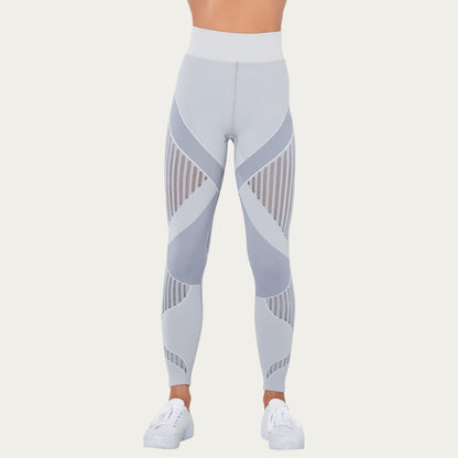 Seamless Patterned Leggings with Ribbed Details and Contouring Panels