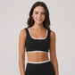Padded Contrast Trim Sports Bra Tank Top Square Neck Workout Yoga Crop Top