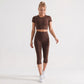 High Waist Capri Leggings with Wide Waistband Smooth Stretch Pull On Workout Yoga Pants