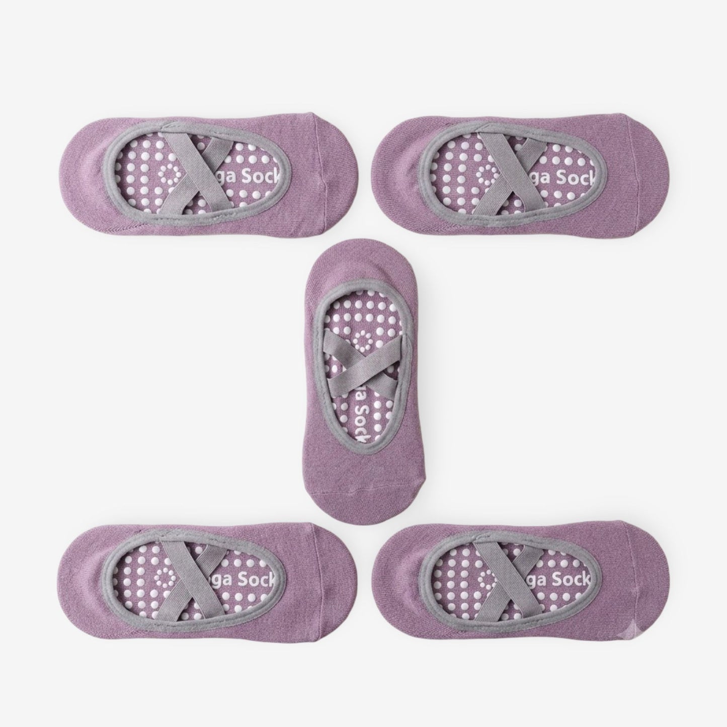 Non-Slip Yoga Socks with Cross Strap Design for Indoor Fitness 5 Pack