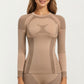 Long Sleeve Seamless Compression Top with Contoured Mesh Detailing