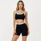 Contrast Trim Sports Bra with Square Neck and Smooth Stretch Fit