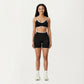 Contrast Trim Scoop Neck Sports Bra with Adjustable Spaghetti Straps