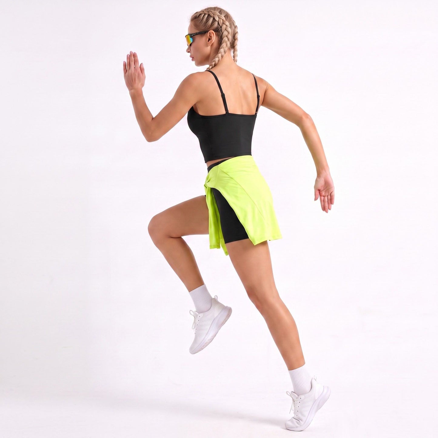 V Neck Longline Sports Bra Adjustable Strap Workout Crop Top
