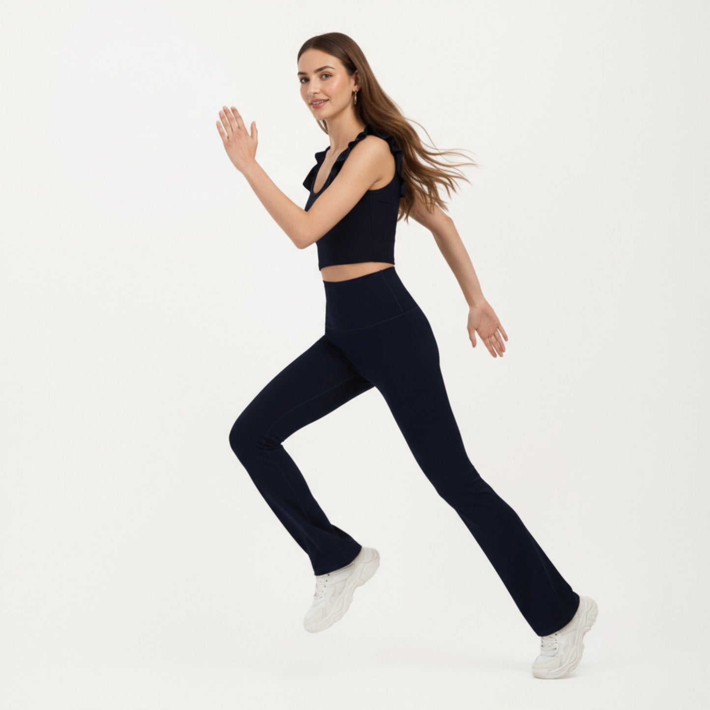 High Waist Flare Sweatpants with Slim Fit Stretch Fabric