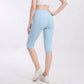 High Waist Capri Leggings with Side Slit Hem Smooth Stretch Pull On Workout Yoga Pants