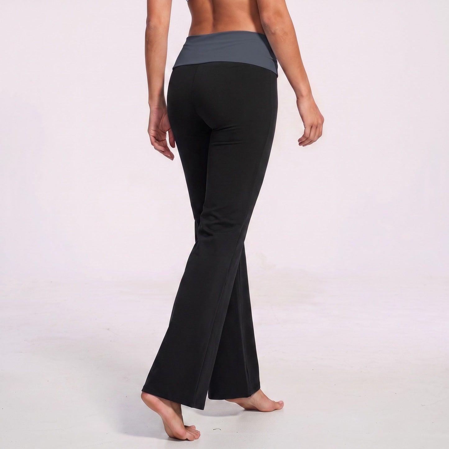 Foldover Waist Flare Yoga Pants Stretch Workout Pants