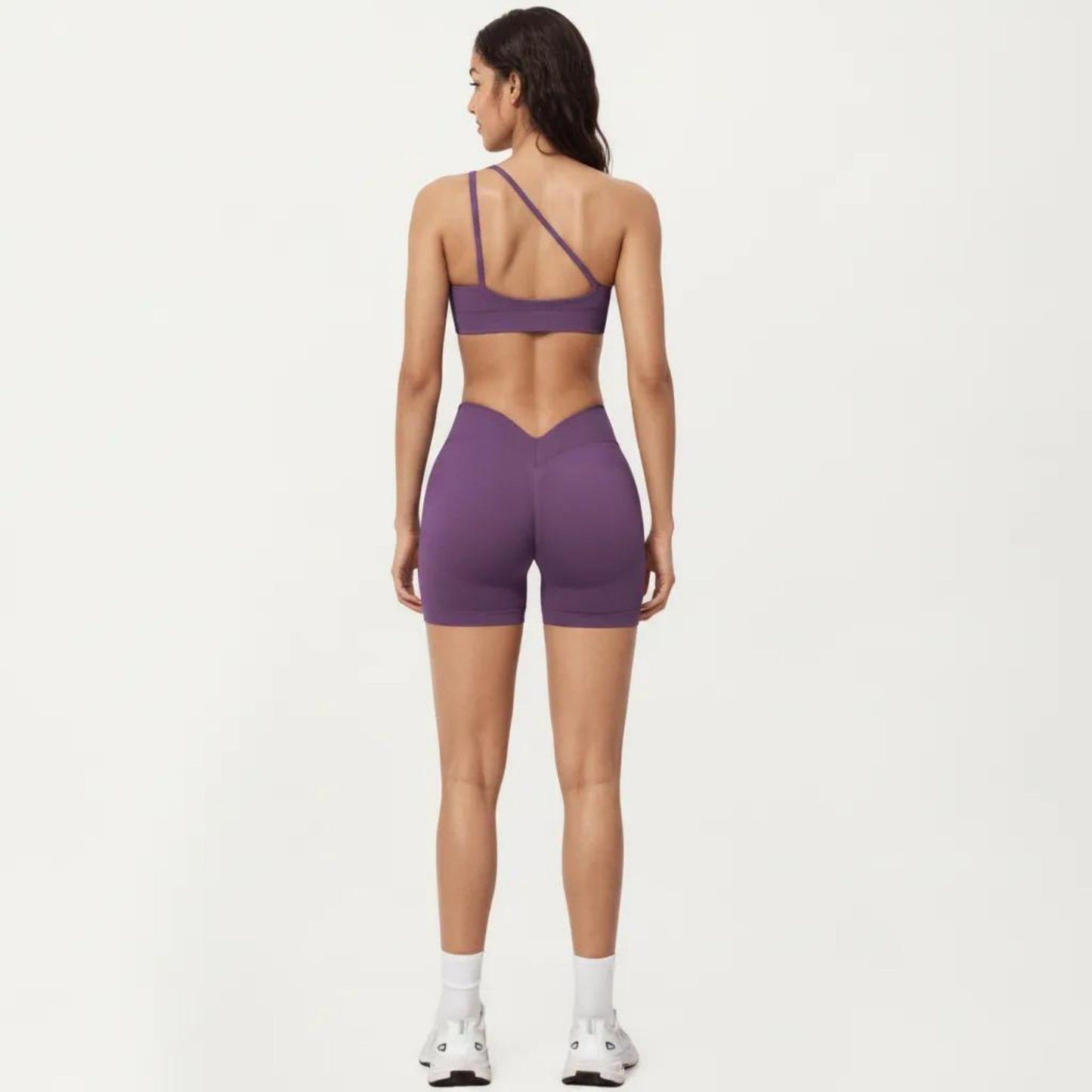 One Shoulder Sports Bra with Asymmetric Strap and Smooth Stretch Fit