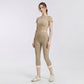 High Waist Capri Leggings with Folded Cuff Hem Wide Waistband Smooth Stretch Yoga Pants