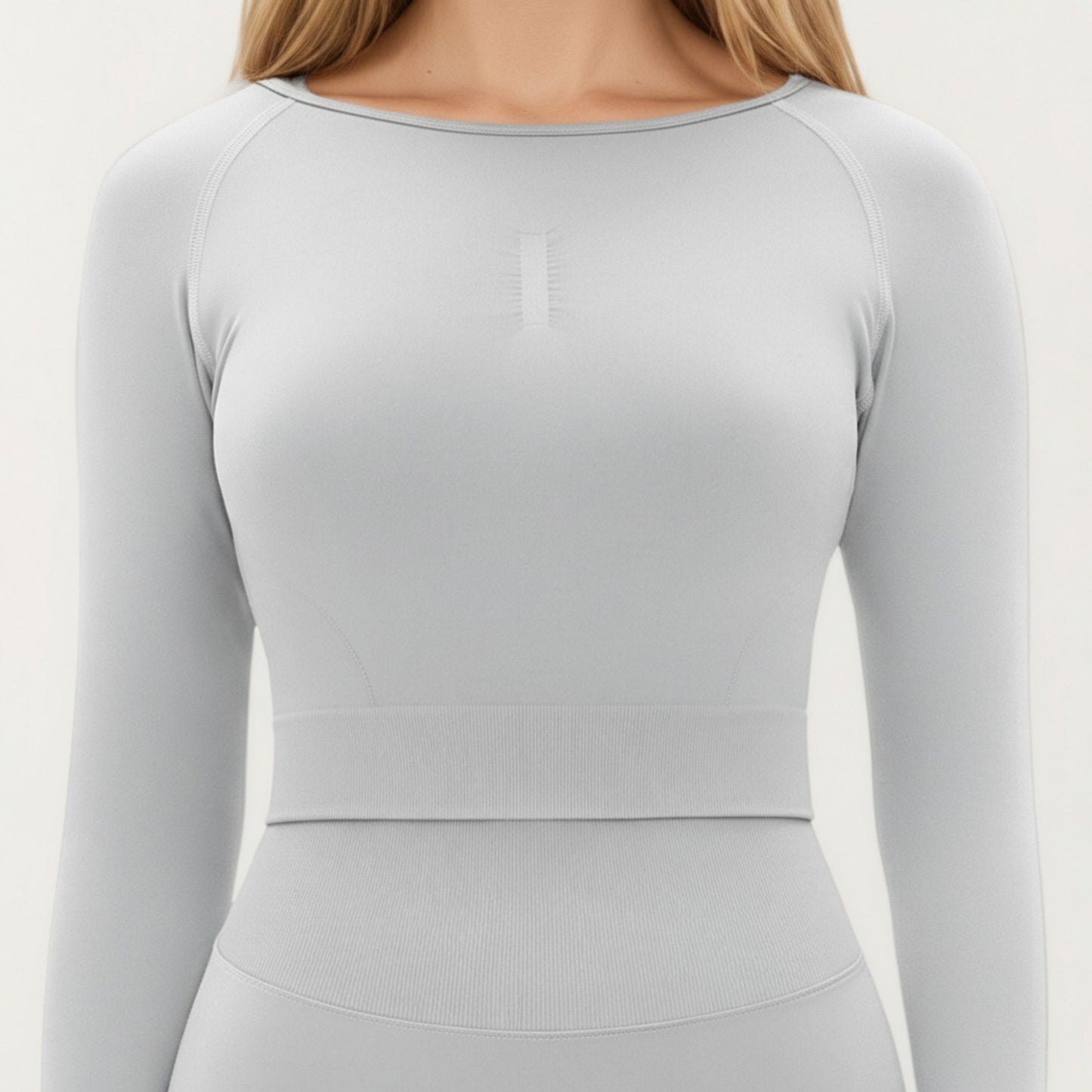 Seamless Long Sleeve Cropped Top with Thumbhole Cuffs and Fitted Waistband