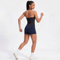 Padded Halter Wrap Front Longline Sports Bra Tank Top Workout Yoga Crop Top