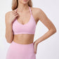 Padded Adjustable Strap Sports Bra Tank Top V Neck Workout Yoga Crop Top