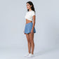 Short Sleeve Twist Front Crop Workout Top Crew Neck Yoga Activewear T Shirt