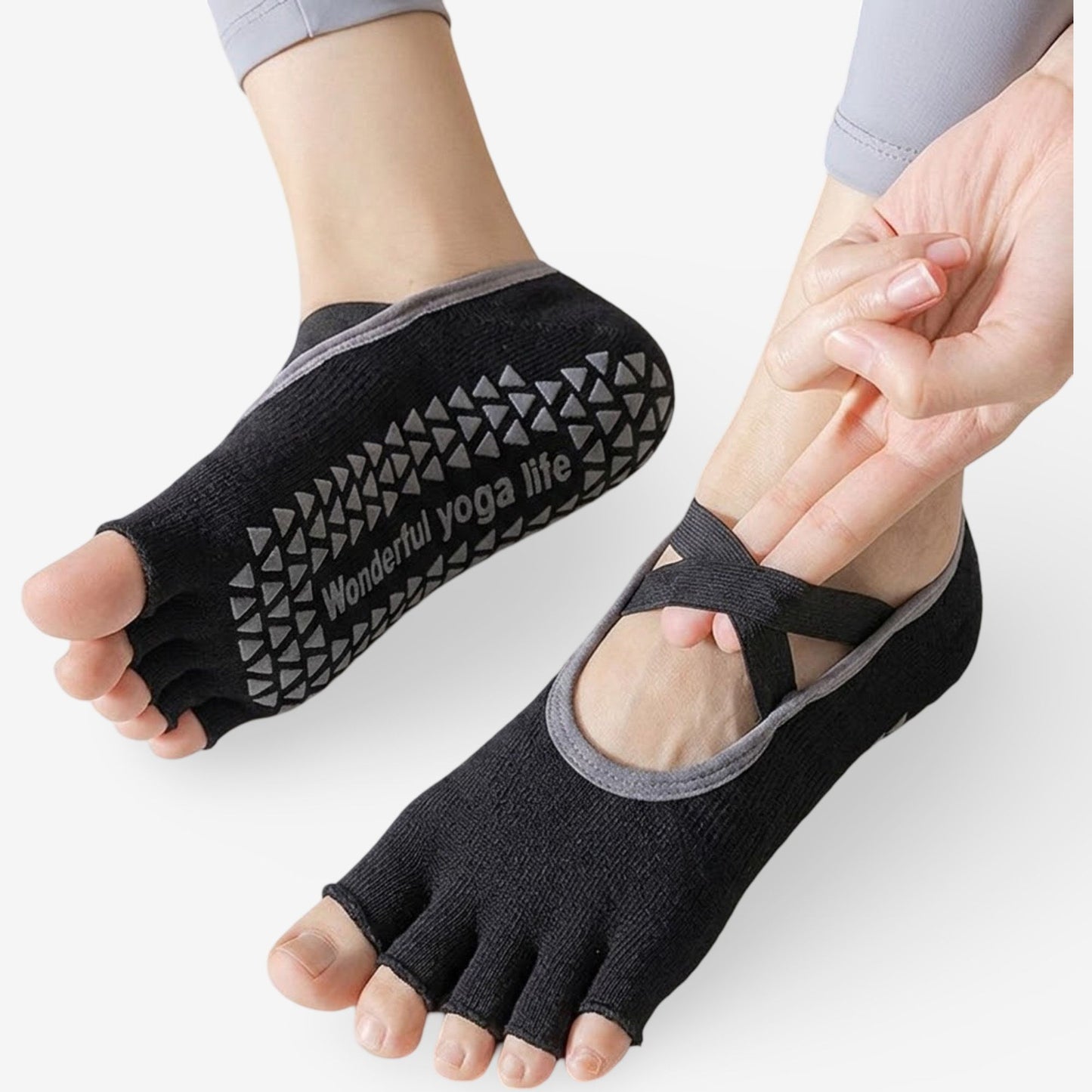 Toe Socks for Yoga Pilates Non-Slip Grip 3 Pack