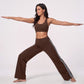 High Waist Wide Leg Workout Pants with Contrast Side Stripes