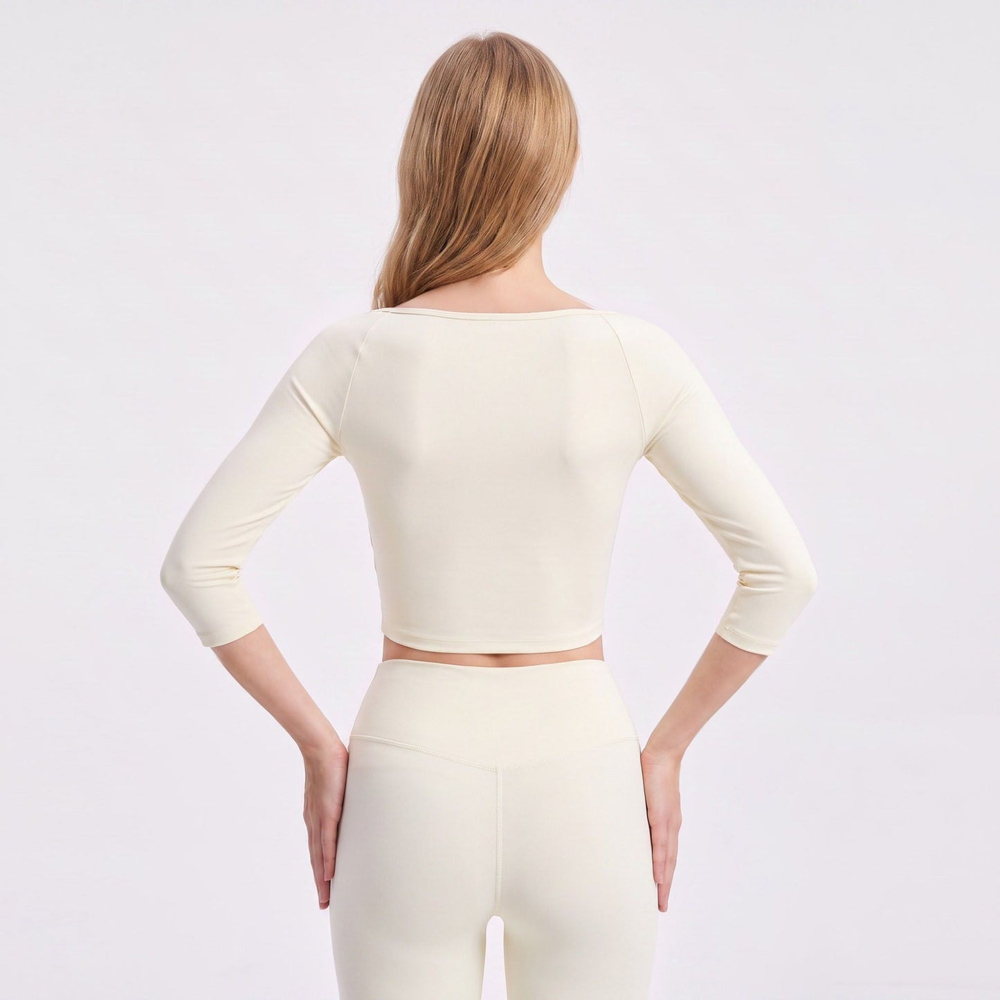 Off Shoulder 3/4 Sleeve Crop Workout Top