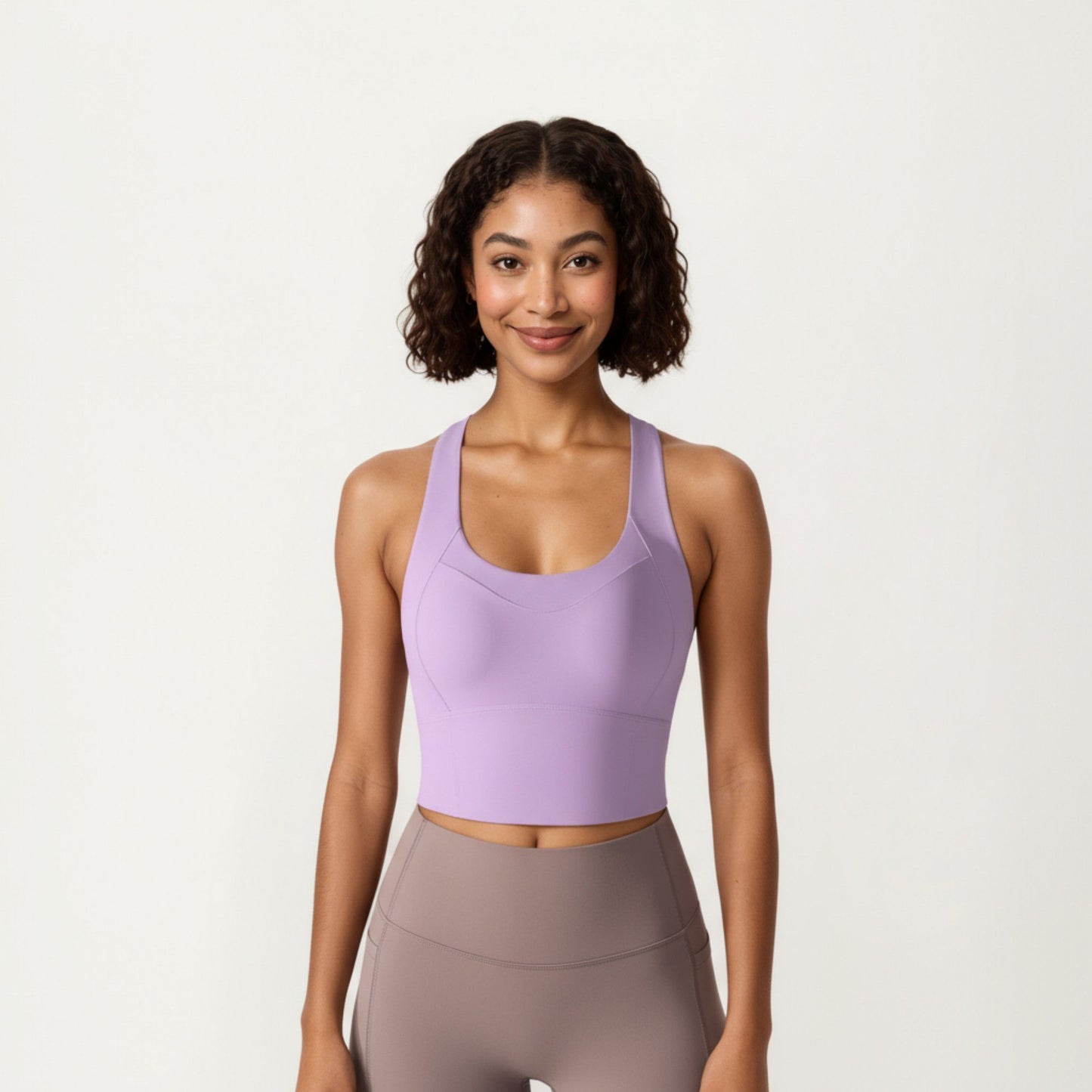 Cross Back Sports Tank Top with Scoop Neckline and Wide Supportive Band
