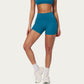 High Waist Mini Biker Shorts with Smooth Stretch Fabric and Seam Detail