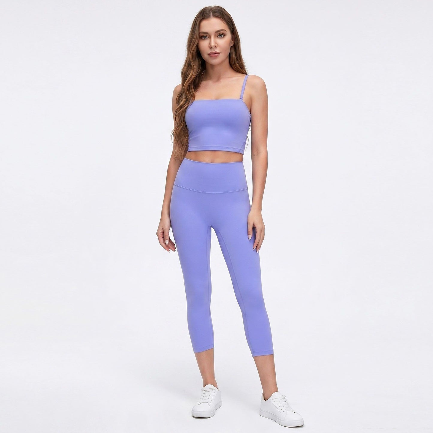 High Waist Capri Leggings with Wide Waistband Smooth Stretch Fit and Pull On Activewear Design
