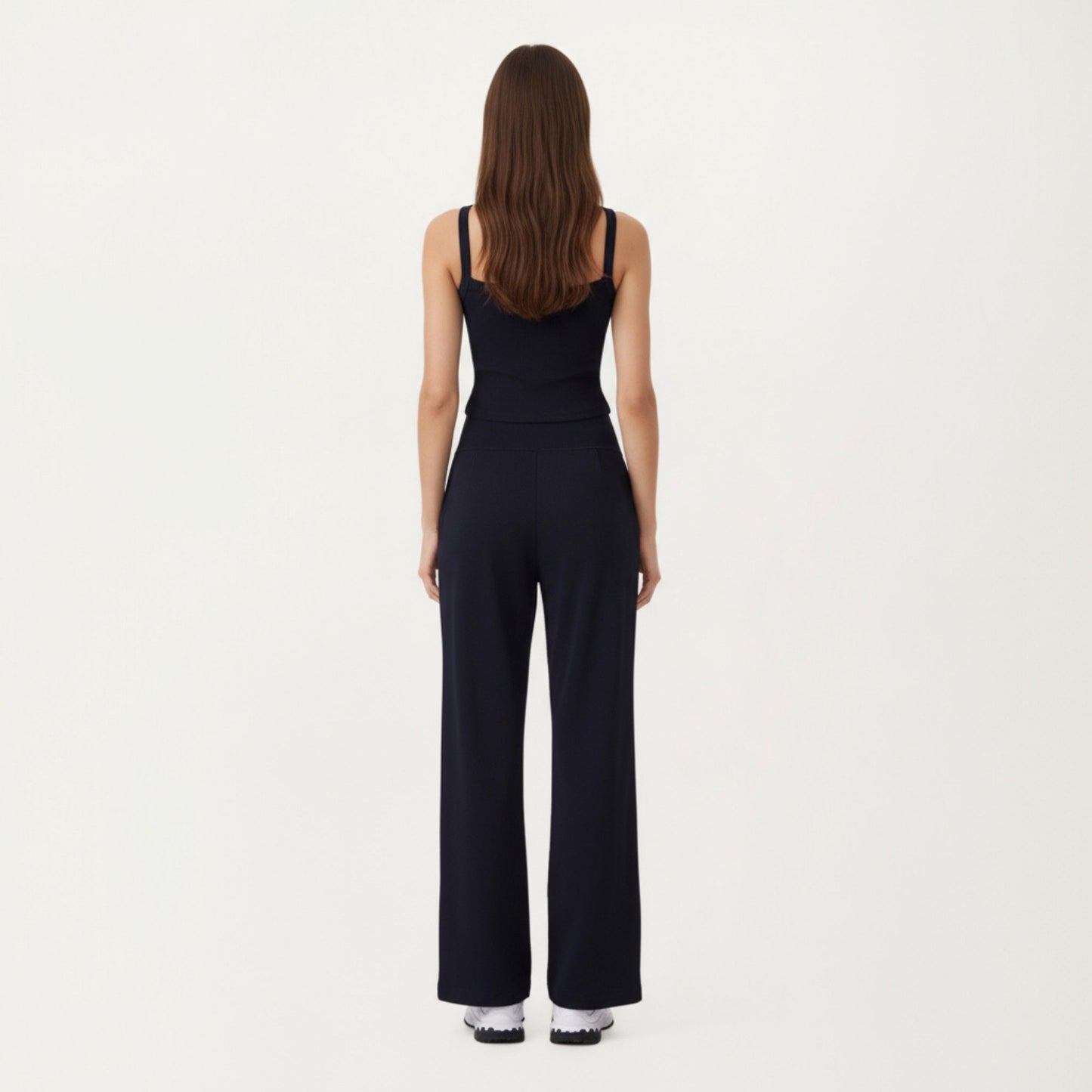 High Waist Wide Leg Sweatpants with Side Pockets and Smooth Stretch Fabric