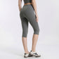 High Waist Capri Leggings with Wide Waistband Smooth Stretch Pull On Workout Yoga Pants