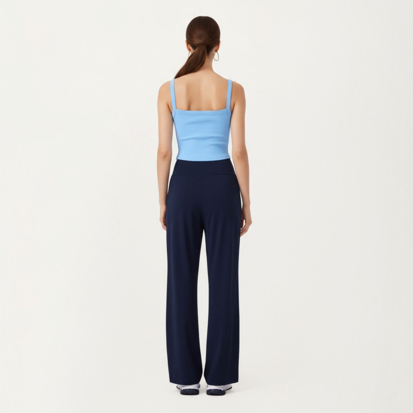 High Waist Wide Leg Sweatpants with Side Pockets and Smooth Stretch Fabric