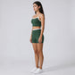 Padded Sleeveless Longline Sports Bra Tank Top Scoop Neck Workout Yoga Crop Top