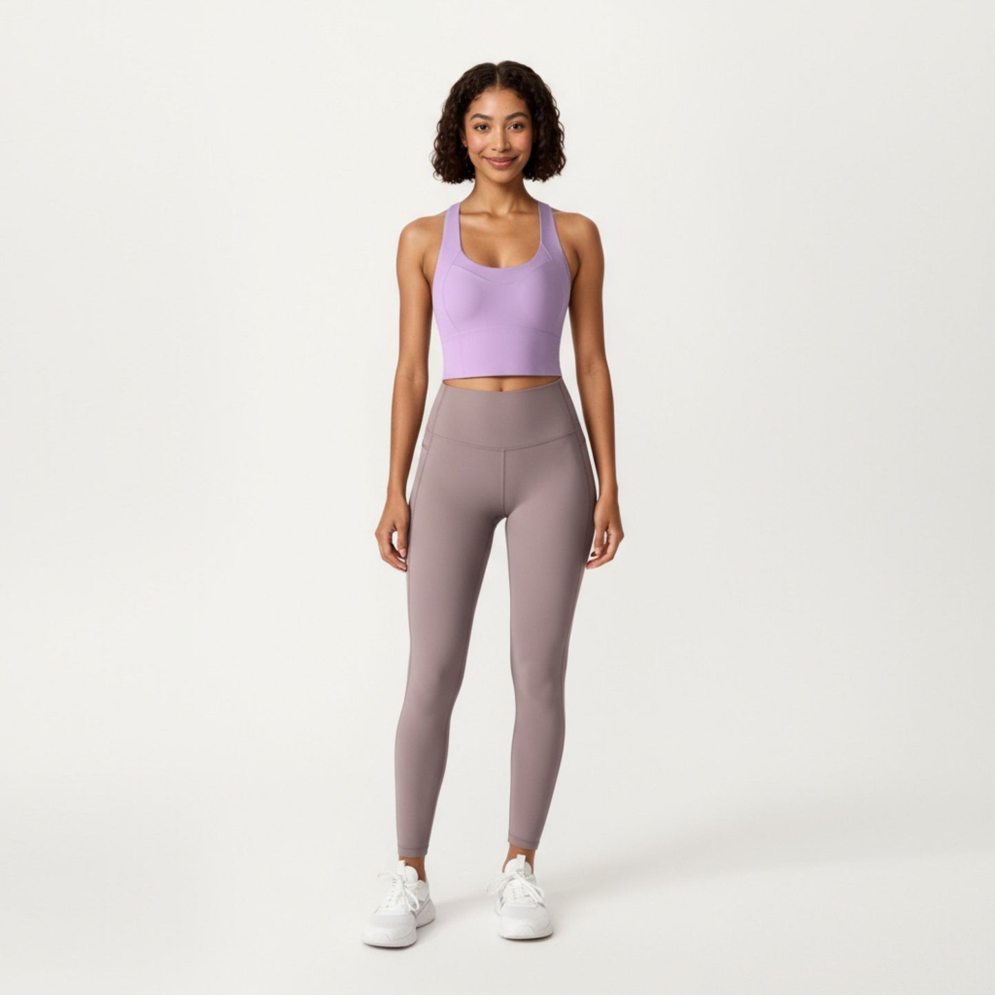 Cross Back Sports Tank Top with Scoop Neckline and Wide Supportive Band