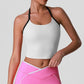 Padded Halter Sports Bra Tank Top Contrast Trim Workout Yoga Crop Top