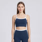 Padded Sleeveless Longline Sports Bra Tank Top Scoop Neck Workout Yoga Crop Top