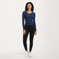 Ribbed Long Sleeve Fitted Top with Crew Neck and Thumbhole Cuffs