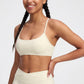 Padded Strappy Back Sports Bra Tank Top Scoop Neck Workout Yoga Crop Top