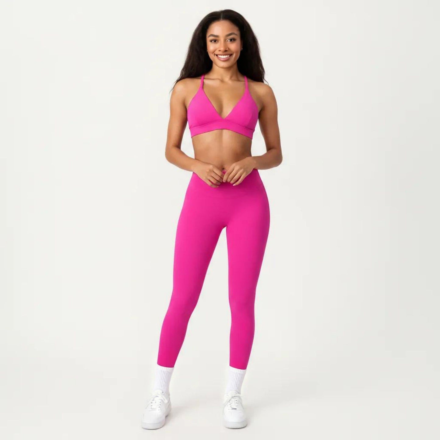 Triangle Sports Bra with Adjustable Cross Back Straps and Smooth Band