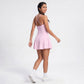 Cami Strap Active Dress Scoop Neck Flared Skirt Workout Yoga Tennis Dress