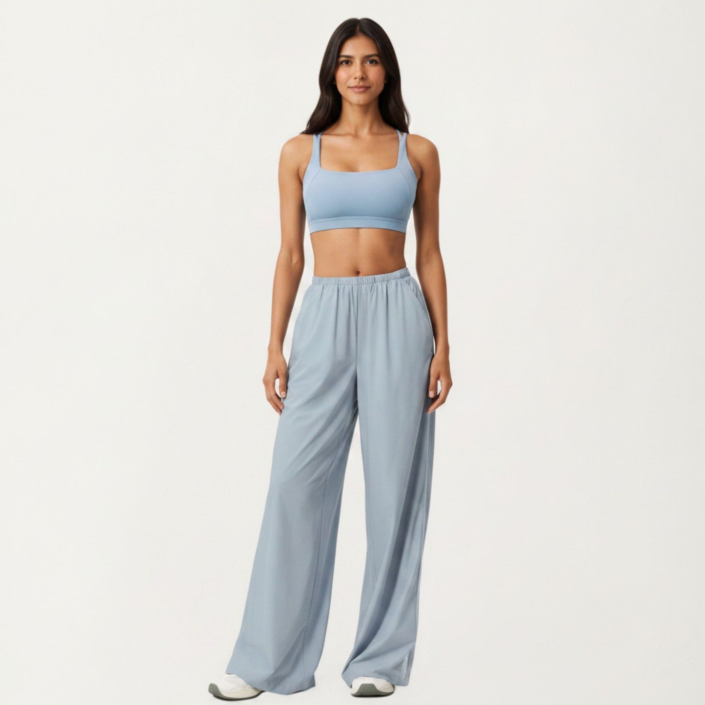 Wide Leg Lounge Pants with Elastic Waistband and Relaxed Draped Fit